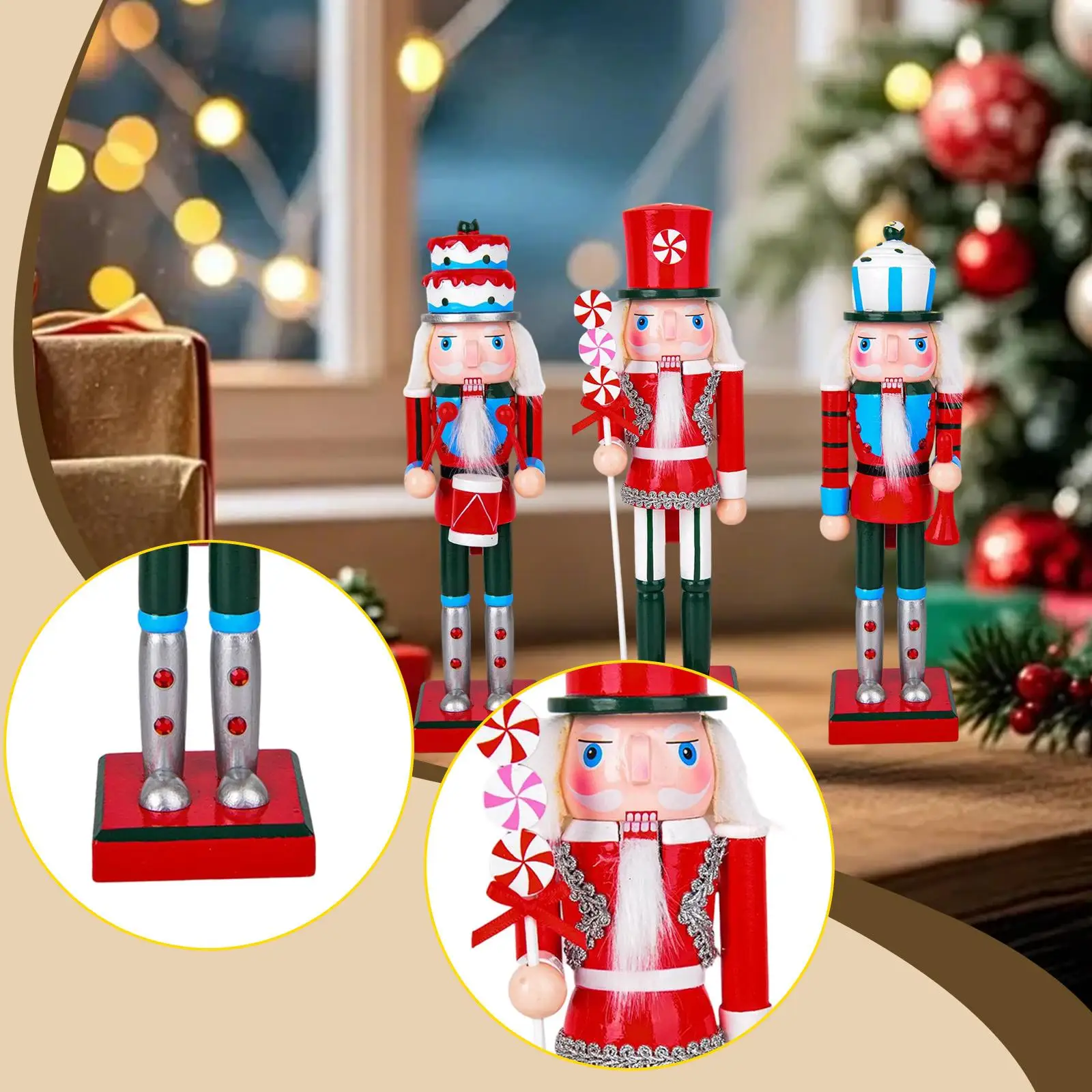 Christmas Nutcracker Figurine 9.84inch Tall Nostalgic Standing on Base Craft Toy Christmas Nutcracker Figurine 9.84inch Tall Nostalgic Standing on Base Craft Toy