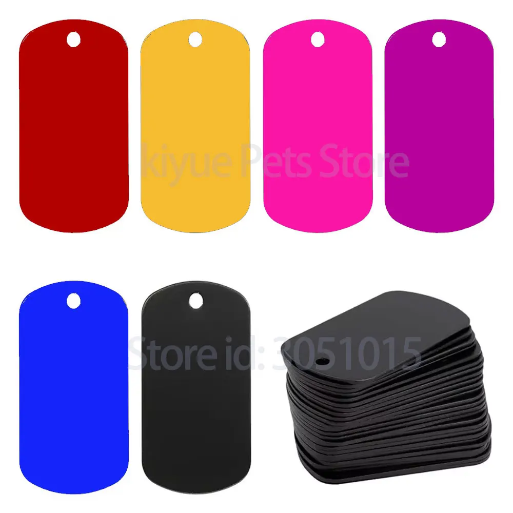 Venta al por mayor, 100 Uds., etiquetas de identificación para perros, personalizadas, grabadas, nombre de mascota, teléfono, placa de identidad militar redonda de aluminio personalizada