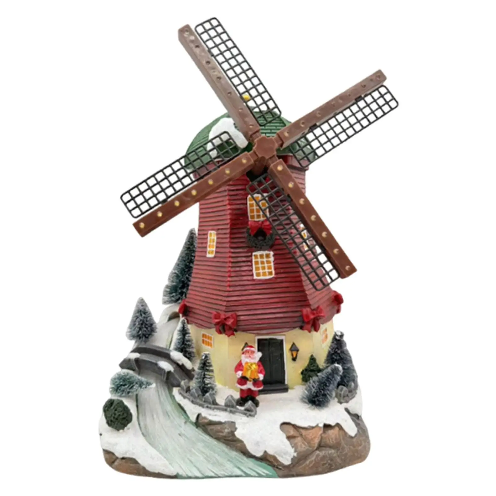 Estatua navideña de molino de viento, regalo de Navidad con música ligera, coleccionable creativo - imagen 4
