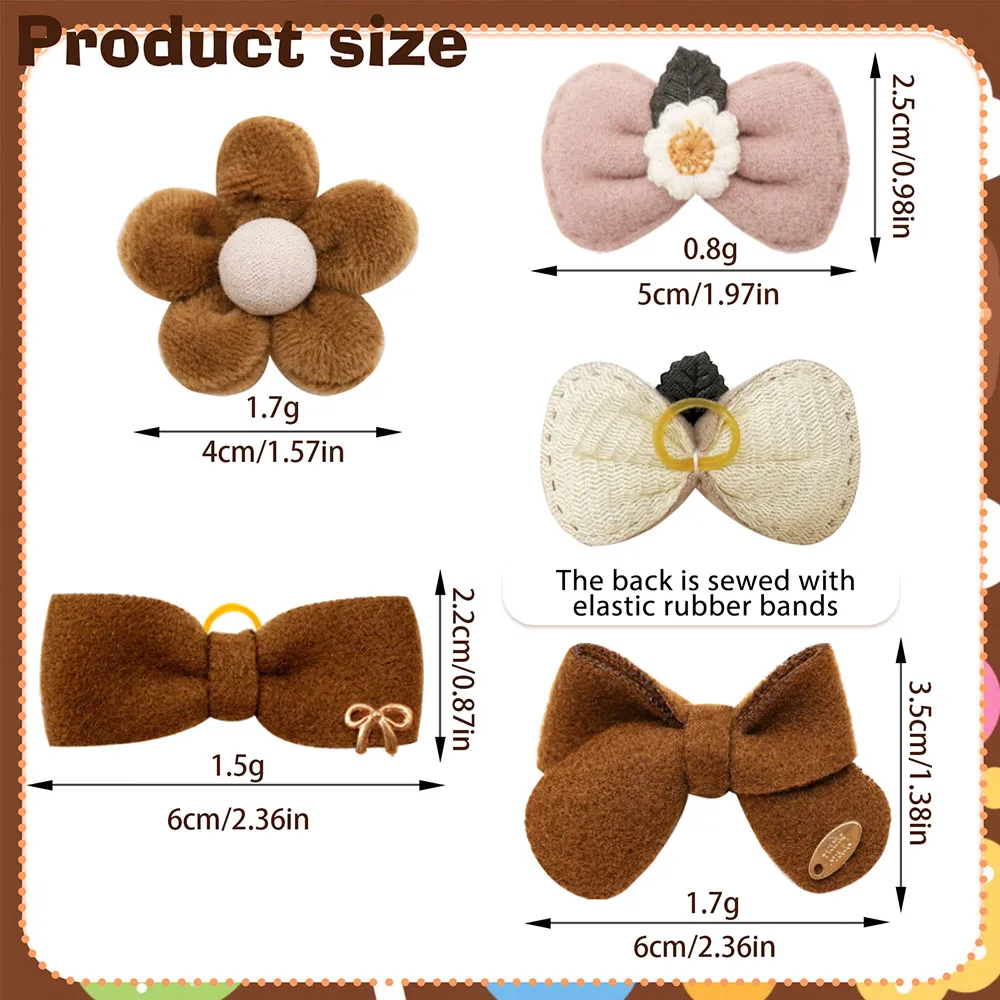 100 Uds exquisitos lazos para el pelo de perro Otoño Invierno moda perros pequeños lazos de aseo bandas de goma accesorios para el cabello de perros - imagen 3
