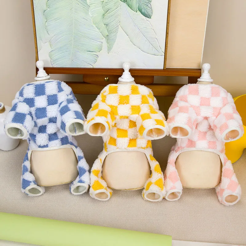 Ropa de lana para perros, mono cálido de invierno para mascotas, pijamas de 4 patas con anillo en D, traje para perros pequeños y medianos, monos para cachorros Chihuahua XL - imagen 3