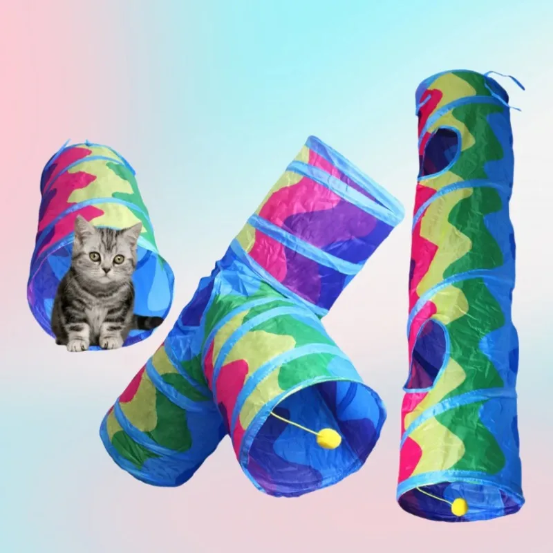 Tubo de túnel para gatos, juguetes plegables para gatos, entrenamiento para gatitos, juguete interactivo divertido, túnel ennegrecido para cachorros, gatitos, suministros para mascotas, accesorios para gatos - imagen 2