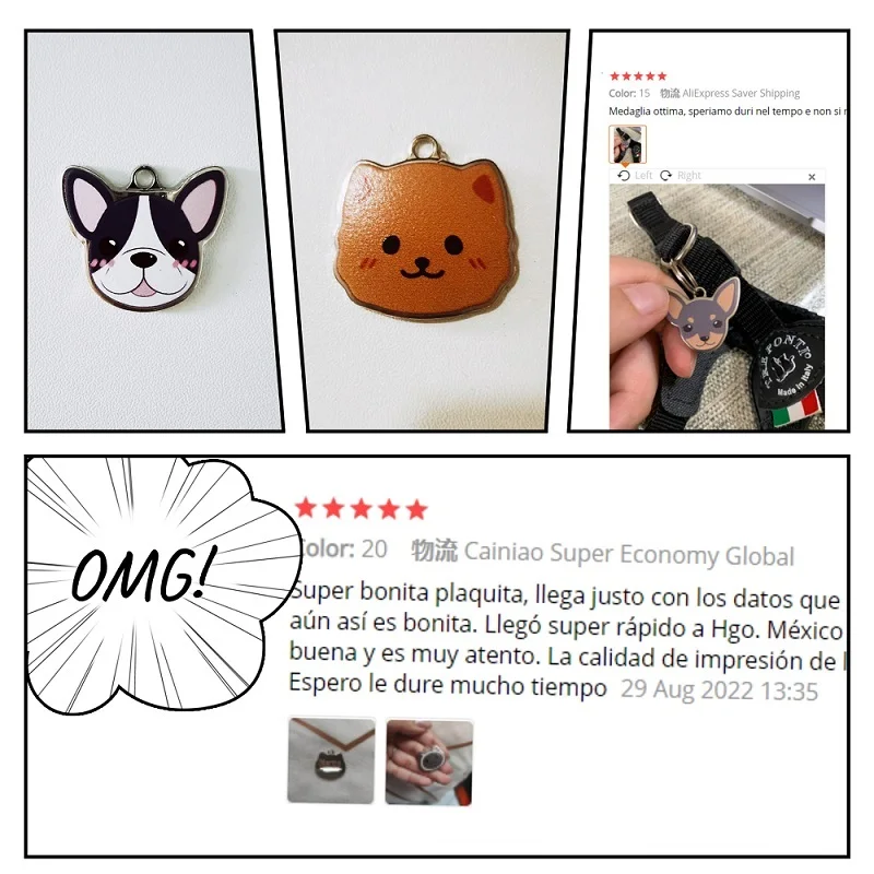Lindo etiquetas de Metal personalizadas para perro, Collar con dije, etiqueta de identificación, llavero grabado con nombre de mascota, Collar, colgante, llavero, accesorios para perros - imagen 3