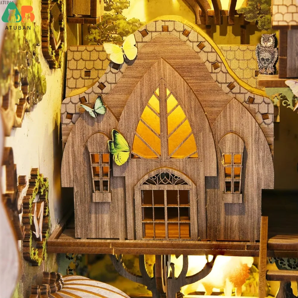 Kit de libros en miniatura 3D, juguete de rompecabezas de casa de muñecas de madera, construcción de Mini casa de muñecas, sujetalibros, decoración de estante para niños y niñas - imagen 3