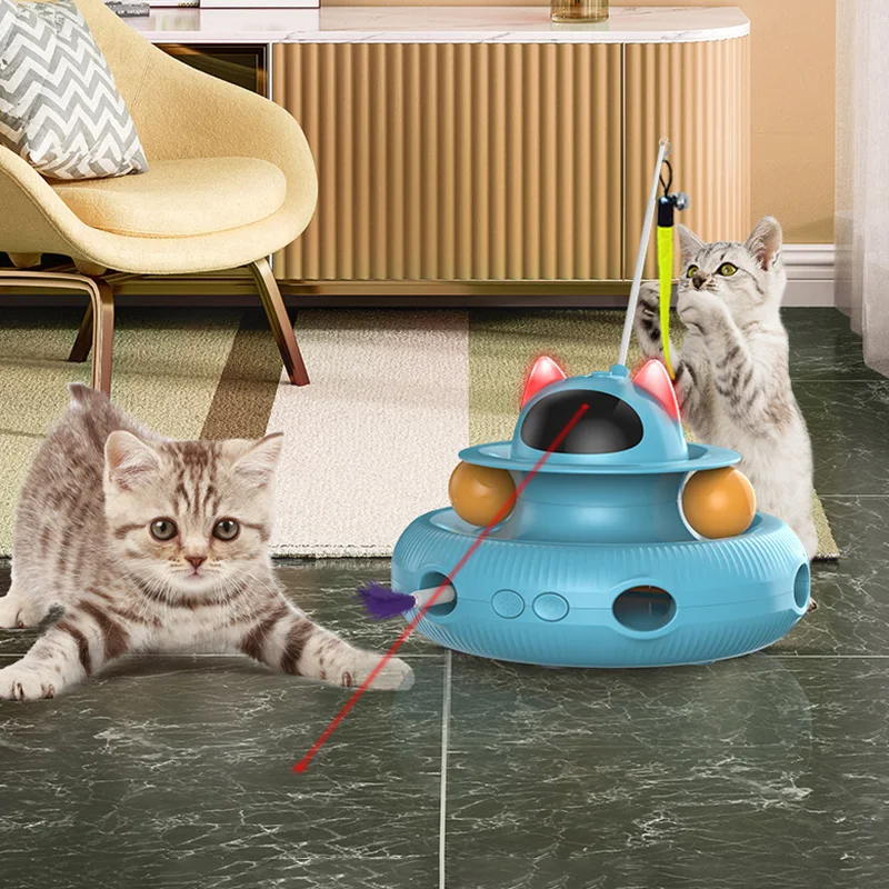Juguete interactivo 4 en 1 para gatos, palo teaser inteligente para gatos, tocadiscos para mascotas, juguetes de entrenamiento para gatos, suministros para mascotas con carga Usb - imagen 2