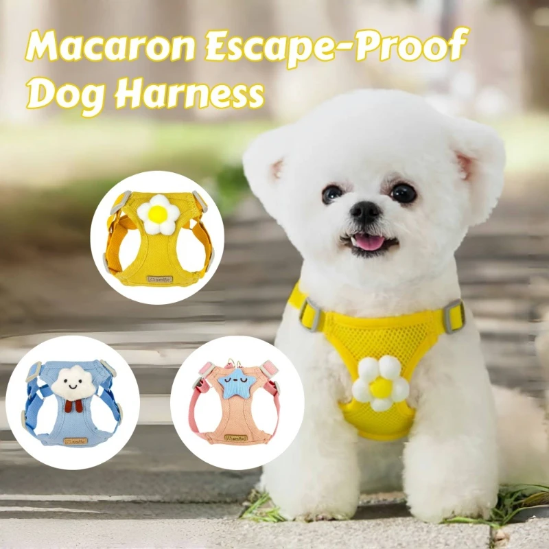 Arnés para perros suave y transpirable Macaron: juego de arnés y correa para perros estilo chaleco ajustable, accesorios para perros pequeños que caminan
