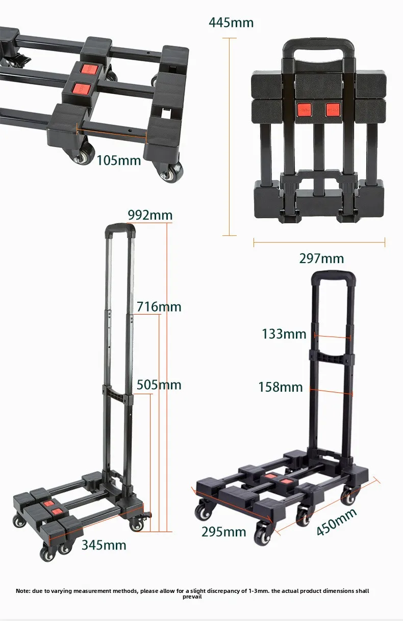 Carrito plegado listo para almacenar