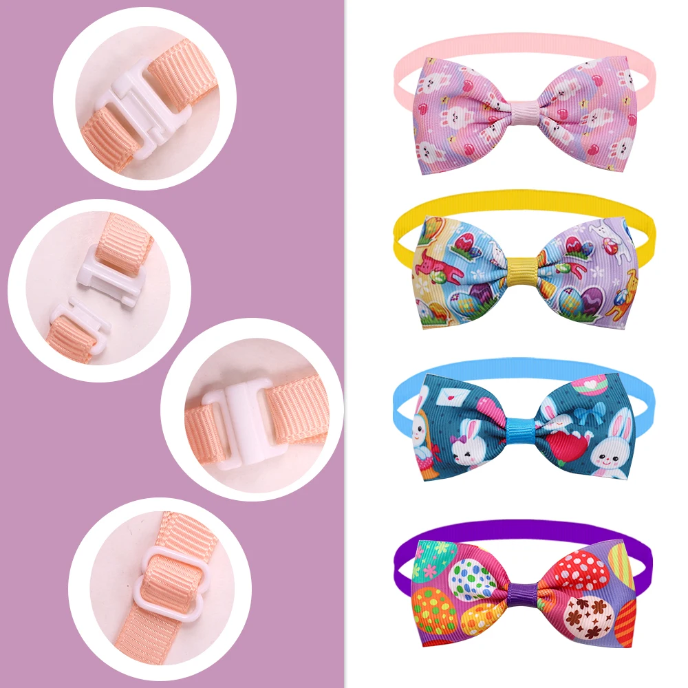 50/100 Uds pajarita de Pascua para perro pajarita para perro pequeño conejo huevos de Pascua mascota perro gato cachorro pajaritas Collar lindo suministros para mascotas de vacaciones - imagen 4