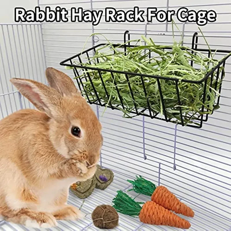 Rabbit Food Basket Grass Rack Rabbit Grass Frame Hay Feeder Rabbit Spring Grass Frame Grass Hay Bowl Rack Pet Food Container - imagen 2