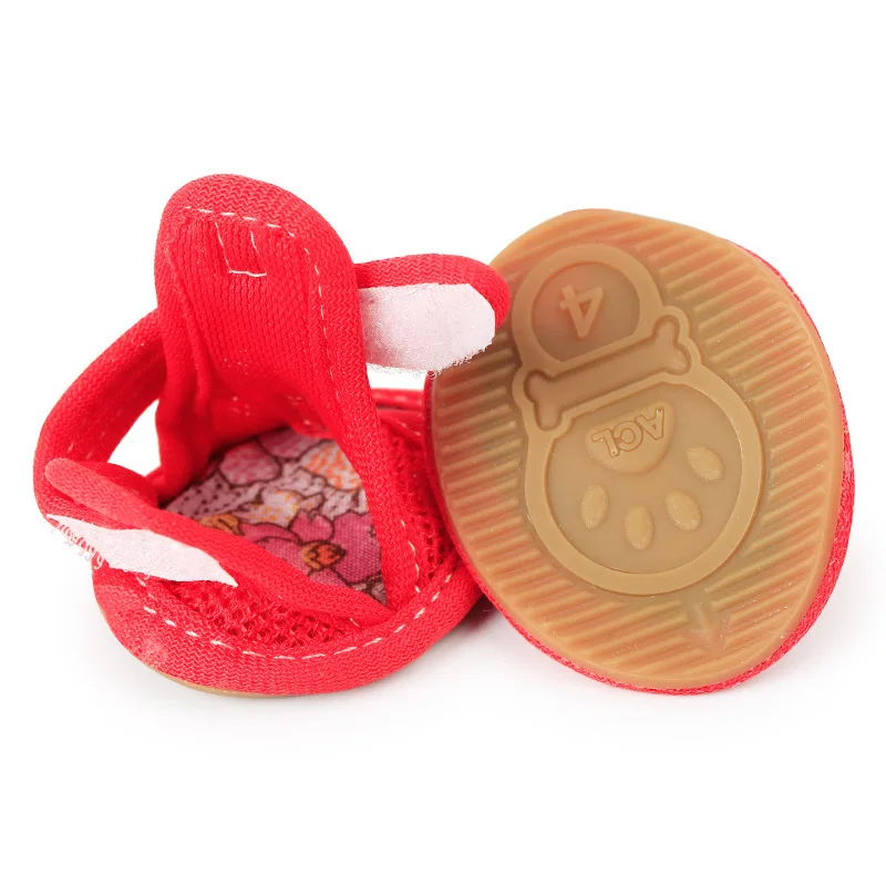 4 unids/set sandalias para perros suministros de verano para caminar para mascotas zapatos de malla transpirables para perros pequeños Pomeranian Schnauzer cachorro buty dla psa - imagen 5