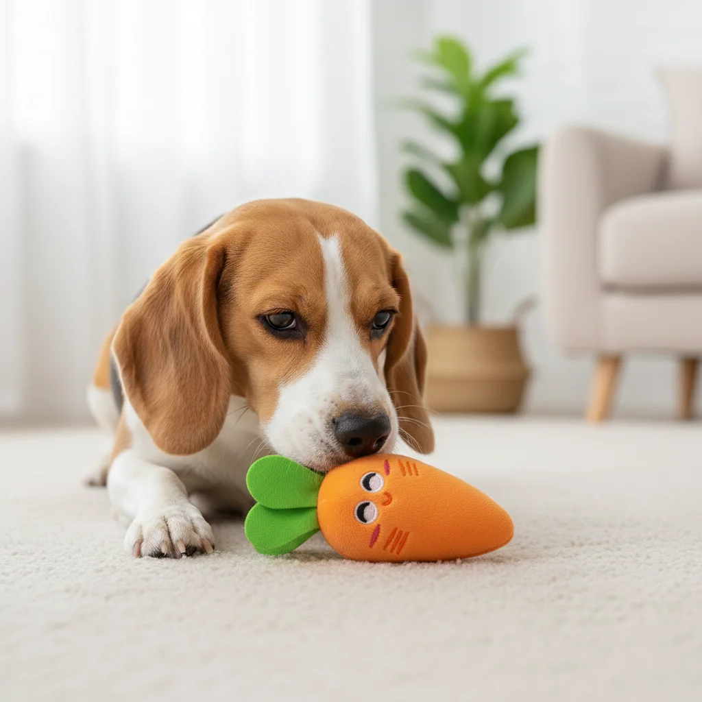 Juguete masticar chirriante peluche zanahoria para cachorros dentición - imagen 4