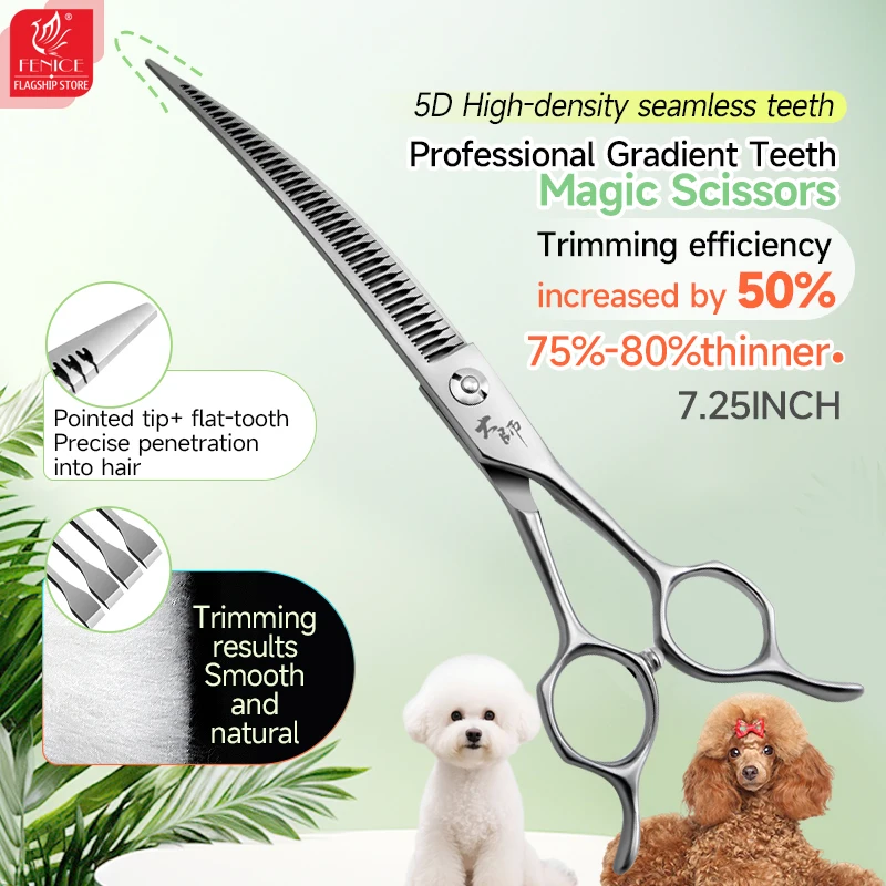 Tijeras curvas 5D para peluquería canina – Corte preciso 7.25 pulgadas