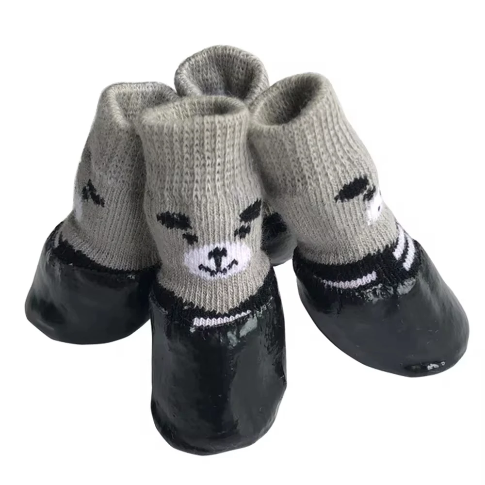 4 unids/lote calcetines cálidos de invierno para perros botas de nieve antideslizantes impermeables para cachorros Chihuahua zapatos para perros botines para perros pequeños y grandes