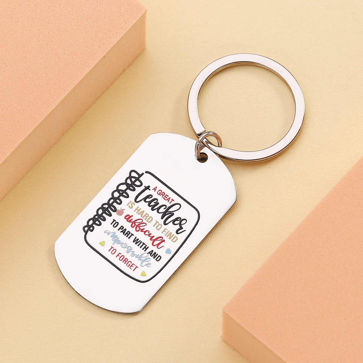 LLavero de acero inoxidable de colores, regalo diario para profesores, incluido el Día del Maestro, inicio de la temporada escolar, 1 unidad
