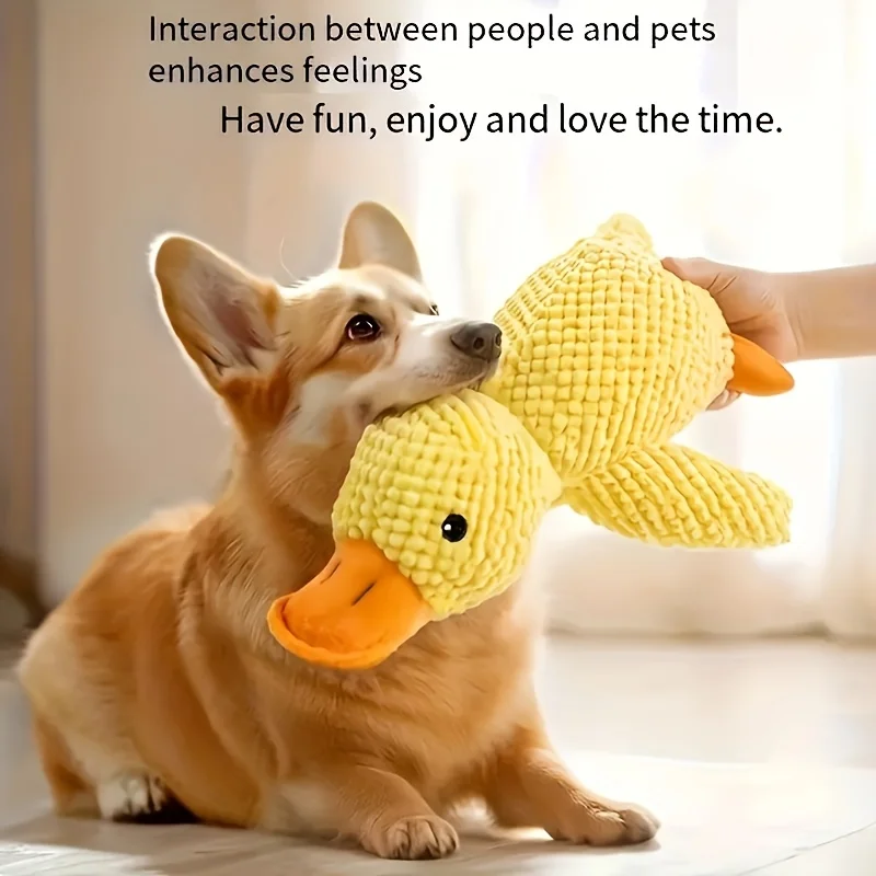 Juguete de peluche para perro, pato amarillo, masticable suave, razas pequeñas y medianas, con efectos de sonido interactivos, ideal para jugar y entrenar, 1 Uds. - imagen 2