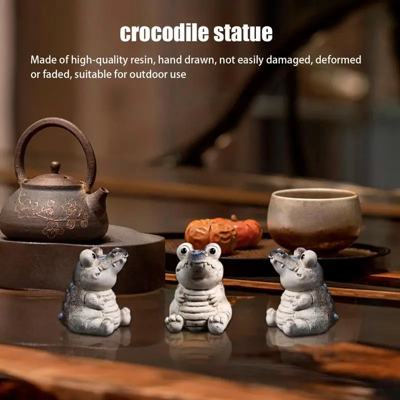 Estatuilla de cocodrilo realista, escultura de decoración, artesanía de resina pintada a mano, estatua de cocodrilo para interiores y exteriores - imagen 4