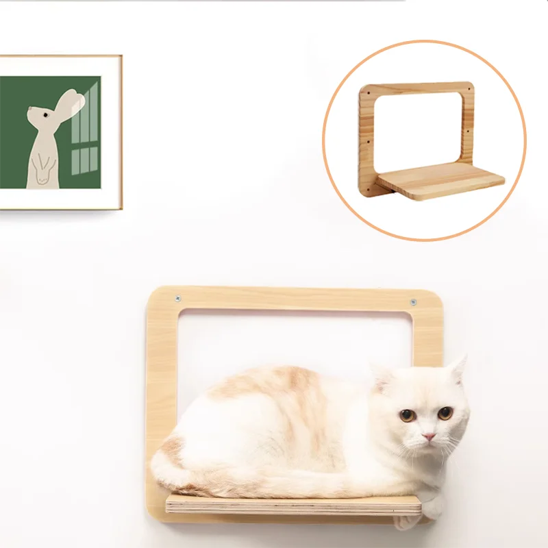 Plataforma redonda para saltar gatos montada en la pared de diferentes tamaños, madera maciza, hermosa casa, adecuada para jugar y saltar gatos - imagen 2