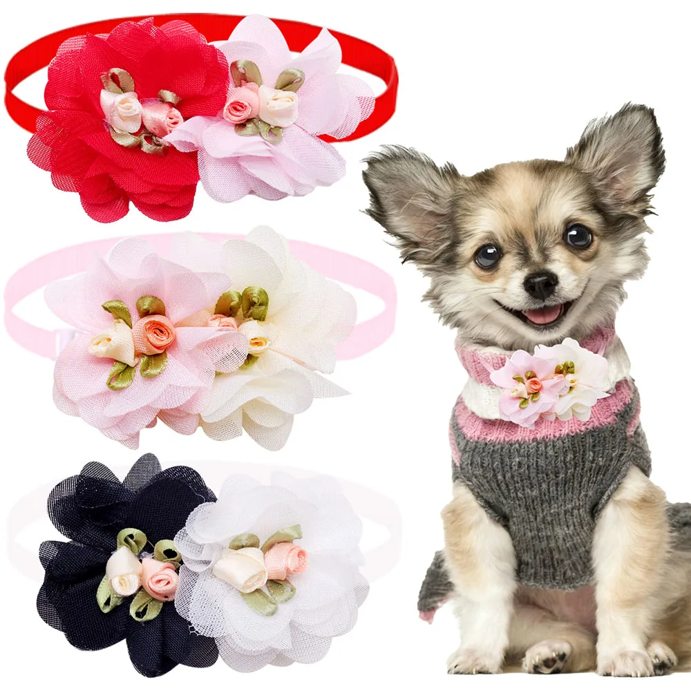 50ps Big Flower Dog Bowties For Valentine's Day Pet Grooming Adjustable Pet Dog Bow Tie Neckties For Dogs Pets Gift Dog Supplies - imagen 2