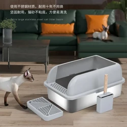 Bandeja de arena para gatos inox antisalpicaduras – Limpieza fácil