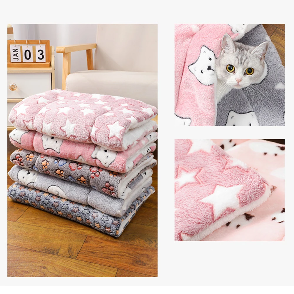 Manta gruesa de invierno para perros, estera cálida para cachorros, gatitos, estera de franela para mascotas, cama para perros, cojín para gatos, cama para perros pequeños y grandes - imagen 4