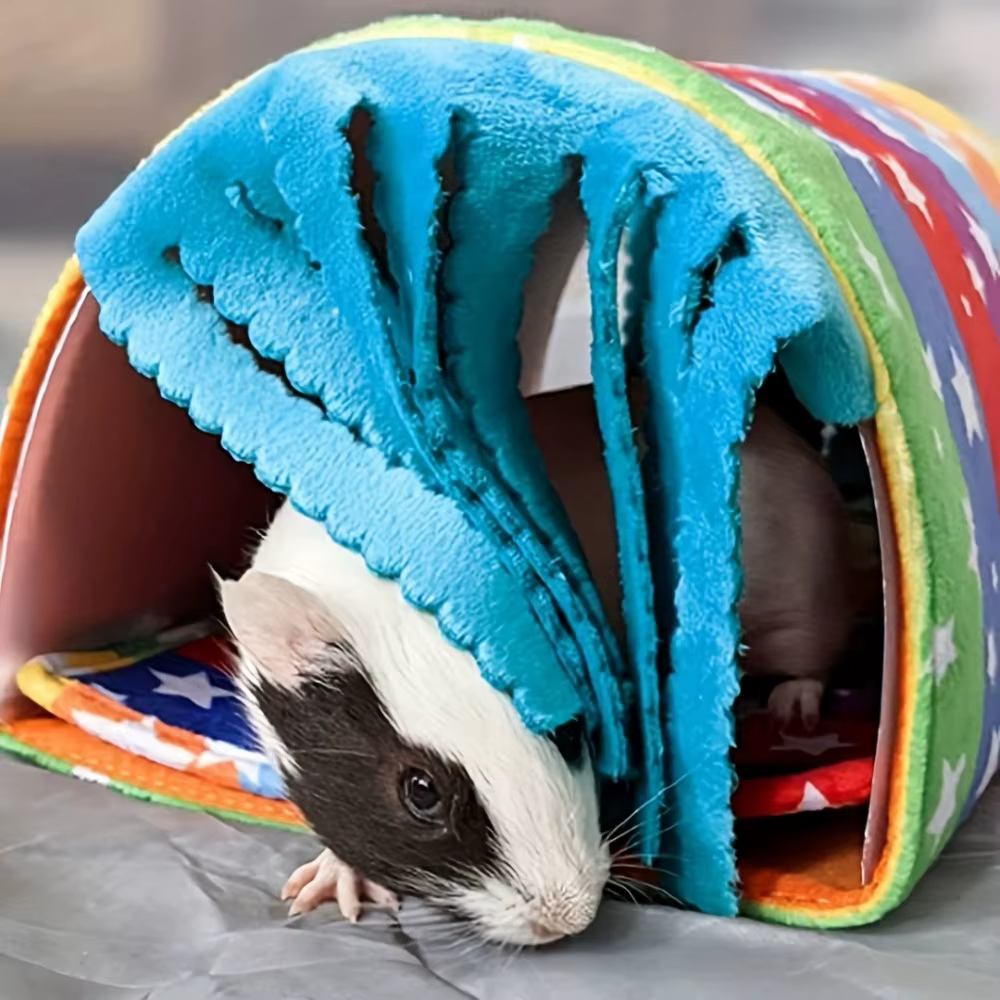 Túnel escondite con cortina para hámster, cobaya y conejos pequeños - imagen 3