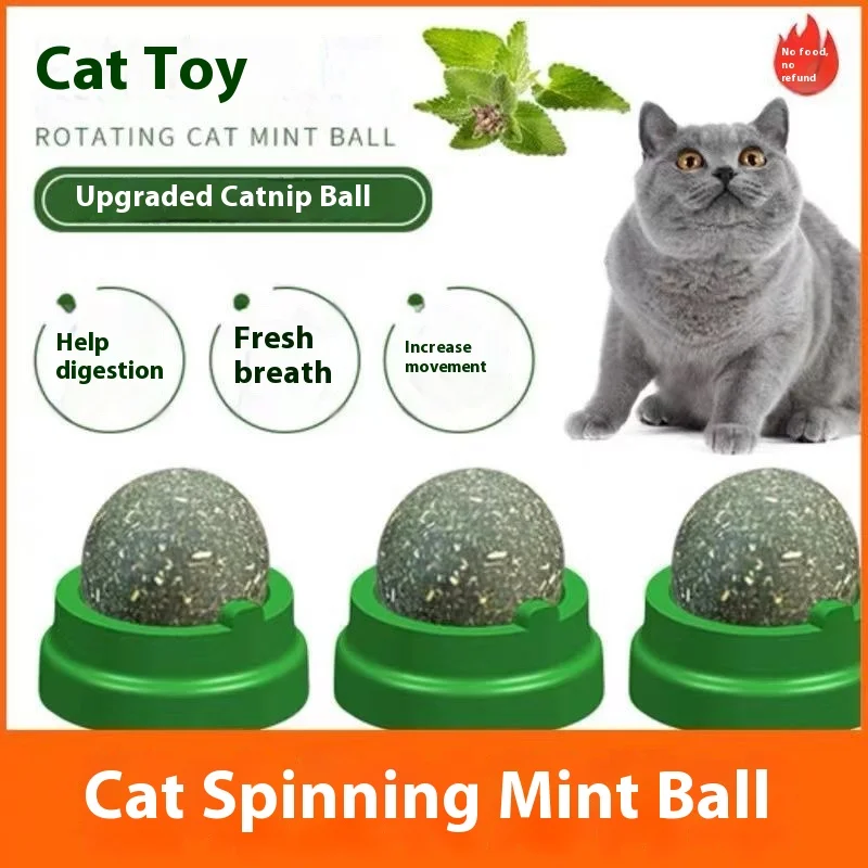 Bola de menta para gatos, juguete para gatos, alivia el aburrimiento, girar para gatos, pelota de hierba para gatos, moler los dientes, suministros para mascotas - imagen 2