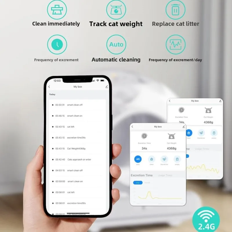 Caja de arena inteligente automática para gatos, suministros de autolimpieza, caja de arena desodorizada totalmente cerrada, productos de limpieza para mascotas, accesorios - imagen 5