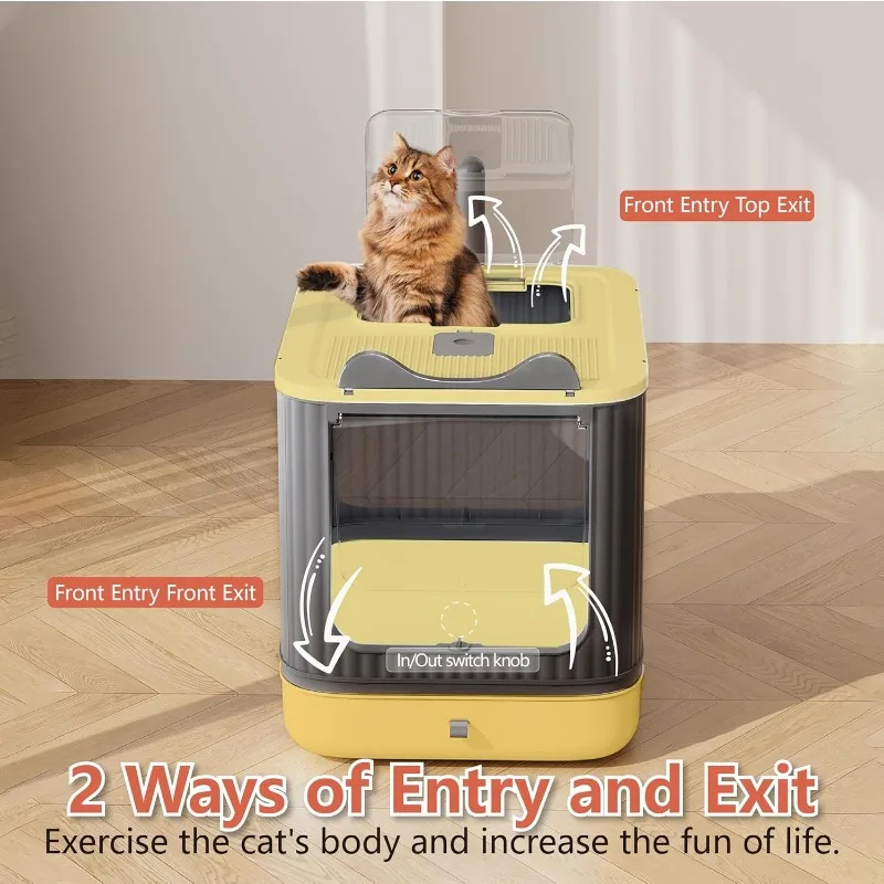 Caja de arena para gatos totalmente cerrada mejorada con tapa, gabinete de inodoro cubierto, recipiente para gatitos antisalpicaduras y fácil de limpiar con cajón - imagen 4