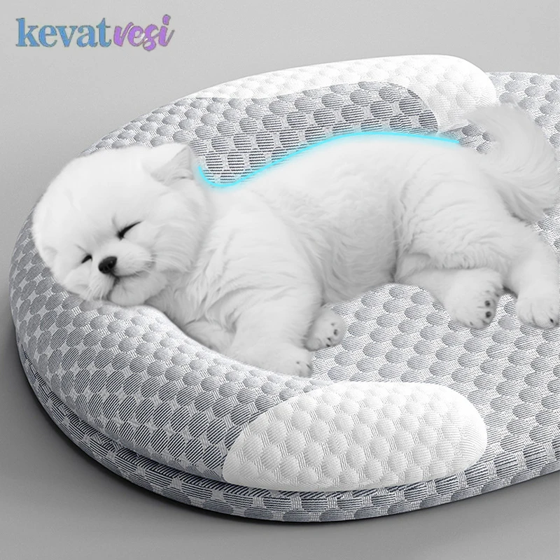 Estera refrescante de verano para perros pequeños y medianos, estera para cachorros de forma ovalada, estera para dormir extraíble y transpirable, accesorios para perros