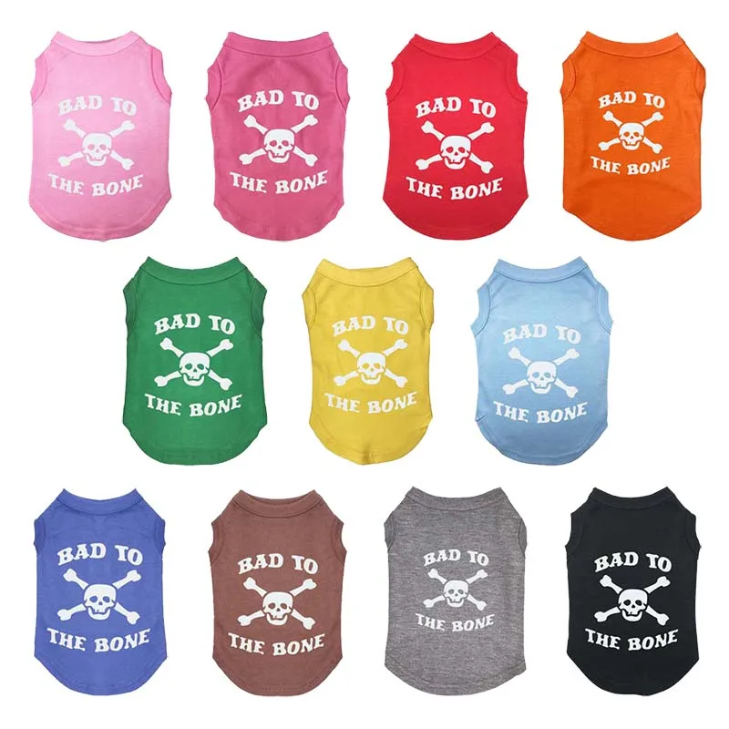 Ropa para perros con patrón de calavera, camiseta de verano para perros pequeños y medianos, chaleco de dibujos animados, disfraz para cachorros y gatos, ropa para perros, triangulación de envíos - imagen 2