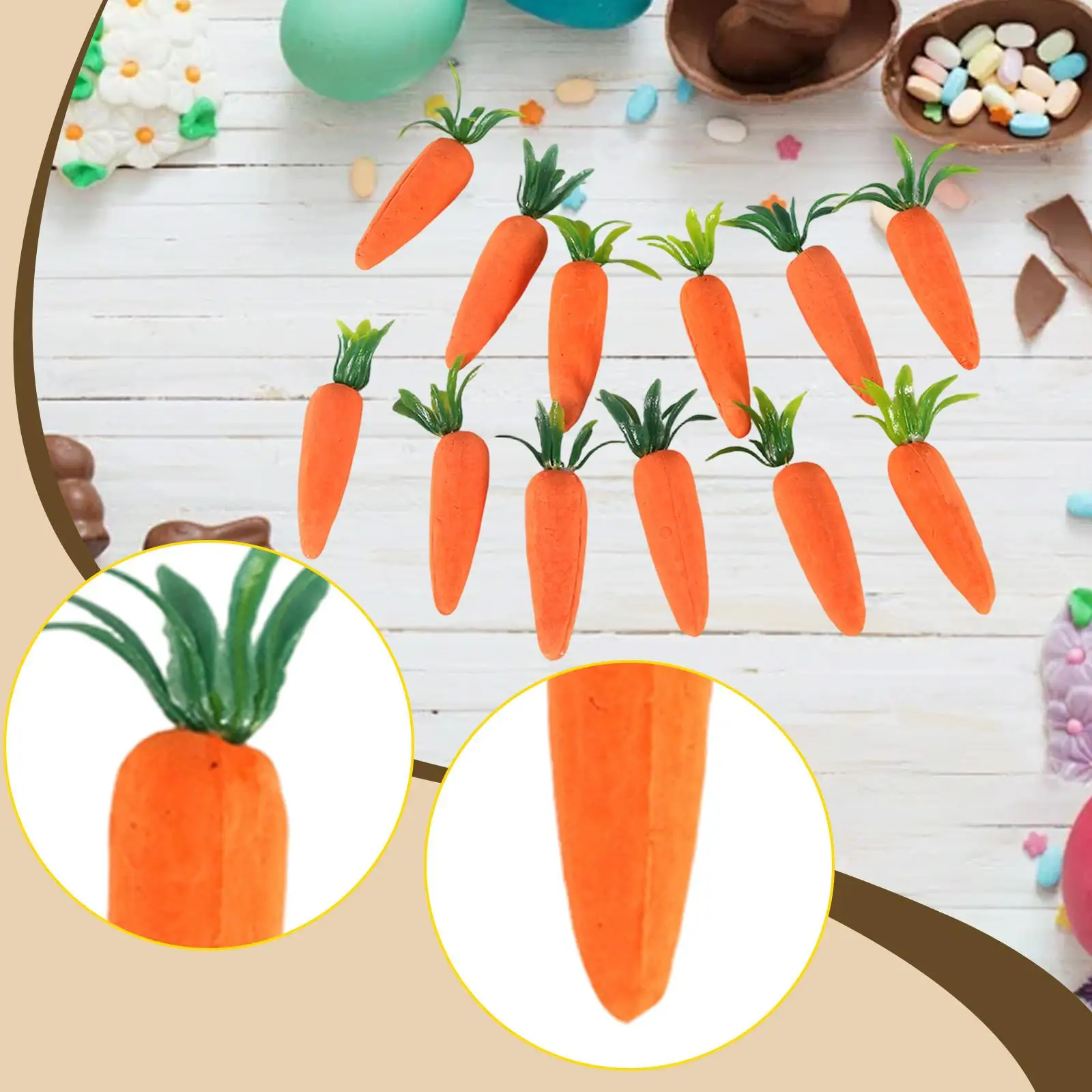 12x Mini zanahorias artificiales fotografía Prop Mini zanahorias de Pascua ornamento simulación zanahorias para el modelo del hogar decoración del apartamento - imagen 2