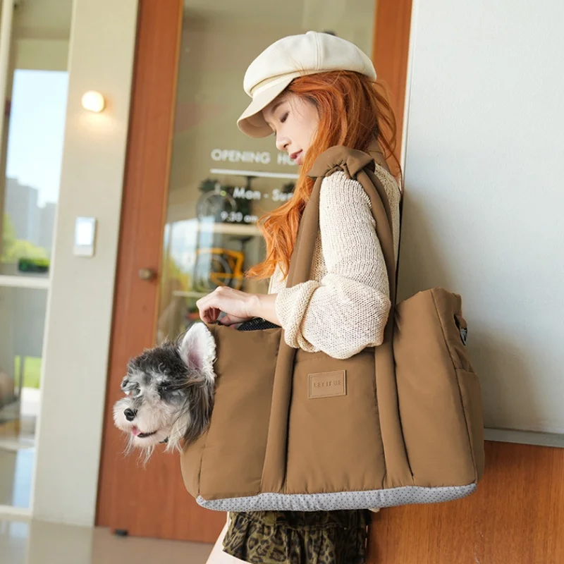 Bolsa transportadora para perros con correa bien acolchada, transportador para perros de mascotas de lado suave, bolso de mano para perros, portador para mascotas de gran capacidad - imagen 4