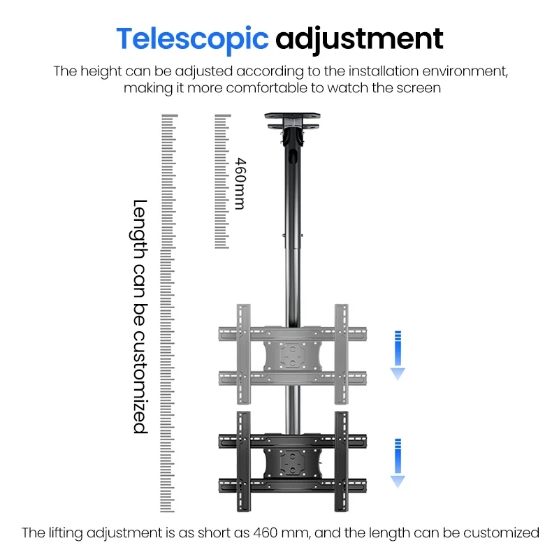 Soporte de TV ajustable universal para montaje en techo de TV para pantalla 360 de 26-65 pulgadas °   Rotación y 15 °   y 30 ° inclinación Altura regulable - imagen 4