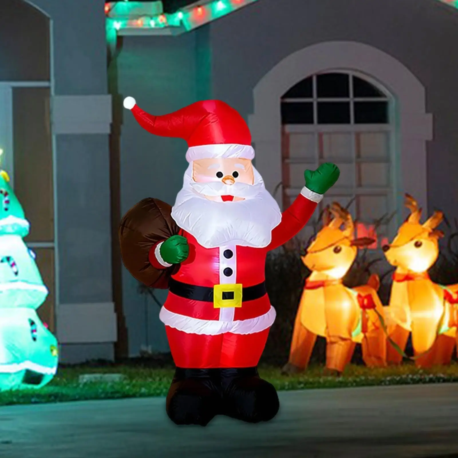 Adorno inflable navideño para patio, enchufe estadounidense, regalo Ideal para césped con LED para interiores