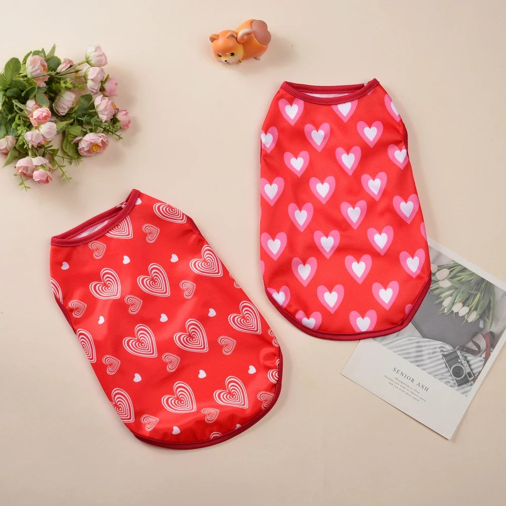 Ropa para el Día de San Valentín para perros pequeños y medianos, chaleco transpirable para gatos, camiseta para perros, disfraces de fiesta para cachorros y gatitos - imagen 4