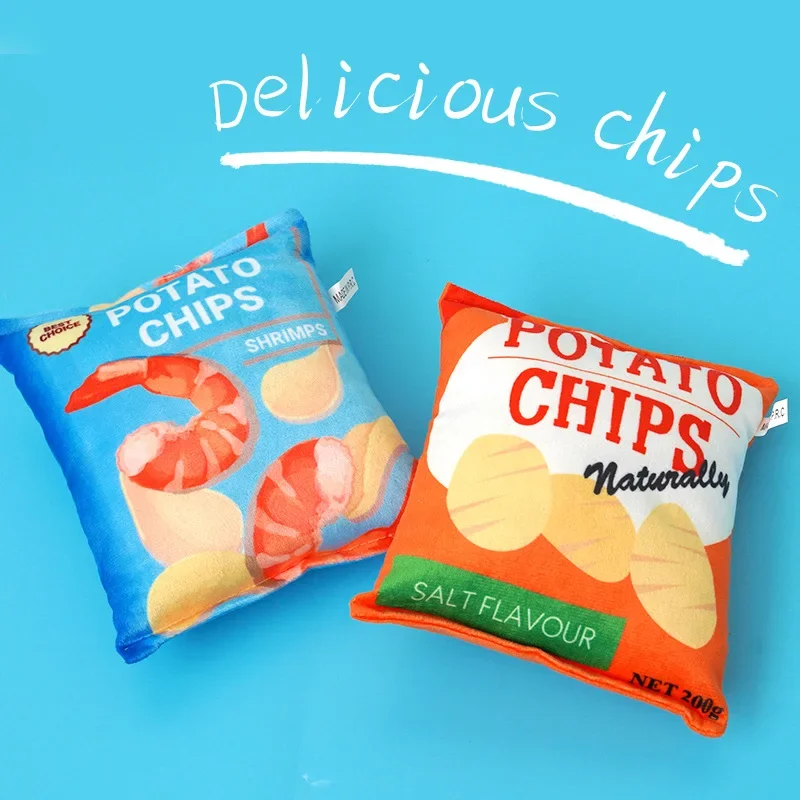 Divertidos juguetes para perros, patatas fritas, mascotas rellenas de felpa, juguete para masticar chirriante, juguetes de papel con sonido resistente a mordeduras para mascotas pequeñas y medianas, suministros - imagen 3