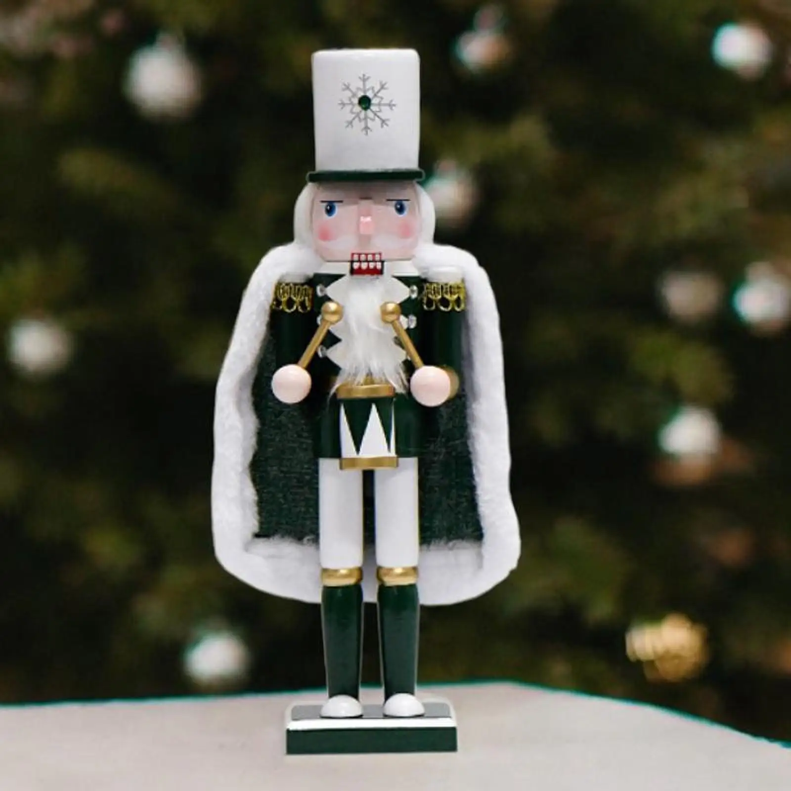 Wood Nutcracker Puppet Figure Freestanding Holiday Christmas Decor Ornament for Shelves Christmas Thanksgiving Xmas Gift Home