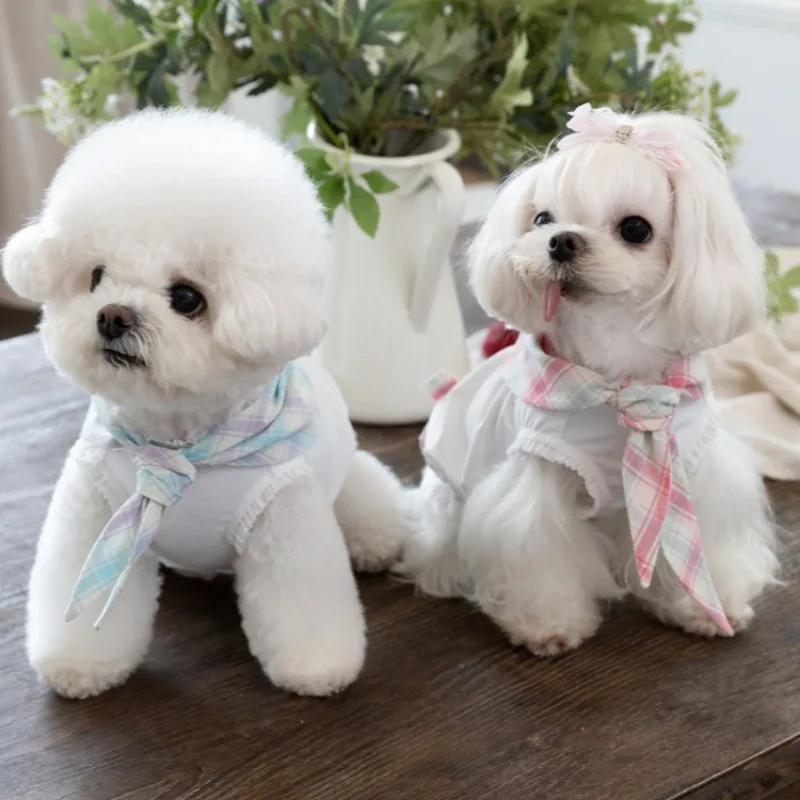 Chaleco protección solar fresco a cuadros para perros Teddy y cachorros