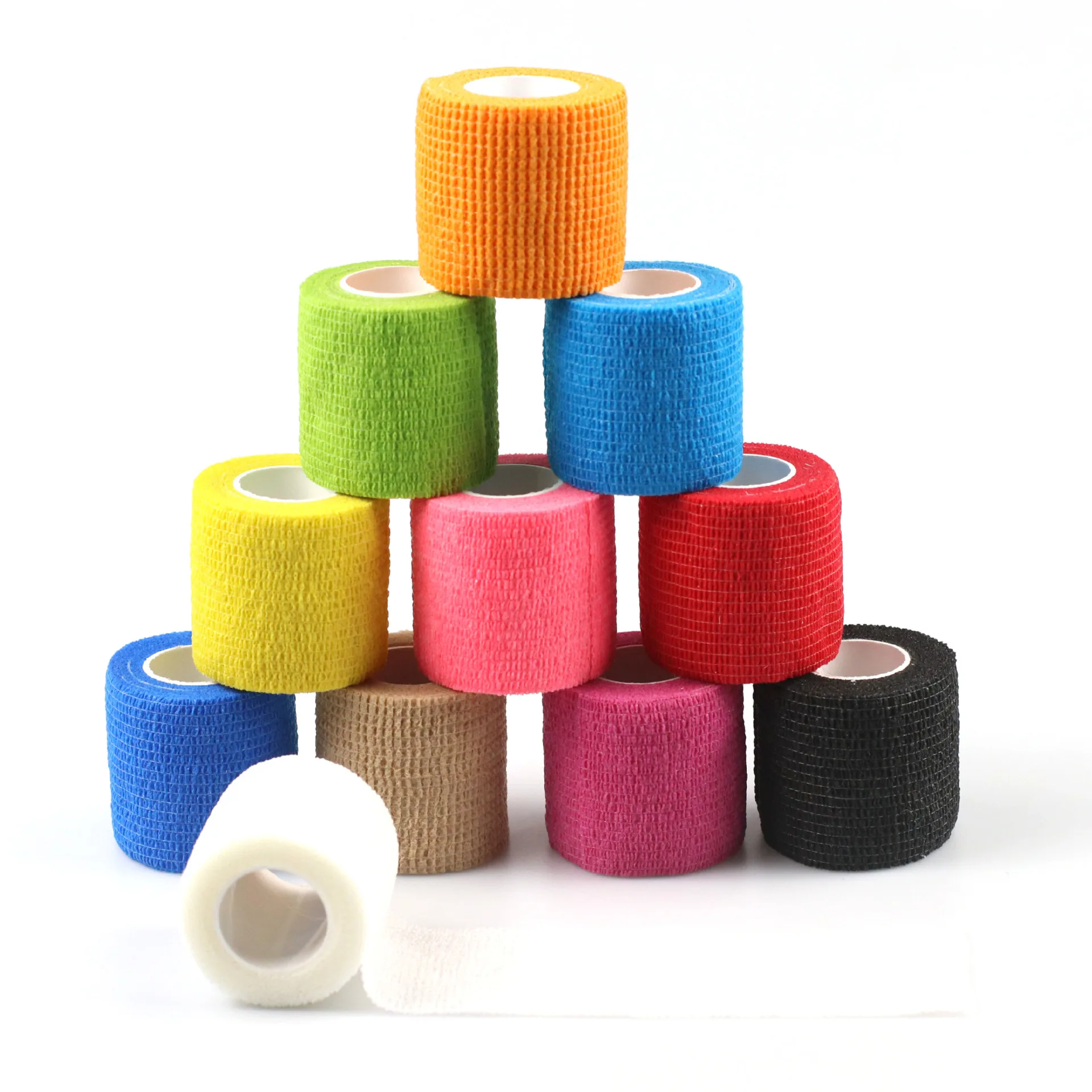 Vendaje autoadhesivo elástico no tejido vendaje cohesivo para fijación deportiva dedo muñeca pierna 1 rollo 2,5/5/7,5/10cm * 4,5 m