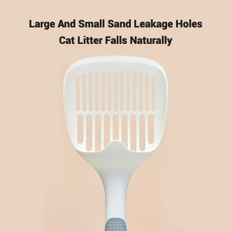 Pala de arena para gatos grande de mango largo con ganchos dobles, pala para excrementos de gato de PP duradera con orificios para fugas de arena, diseño ergonómico - imagen 4