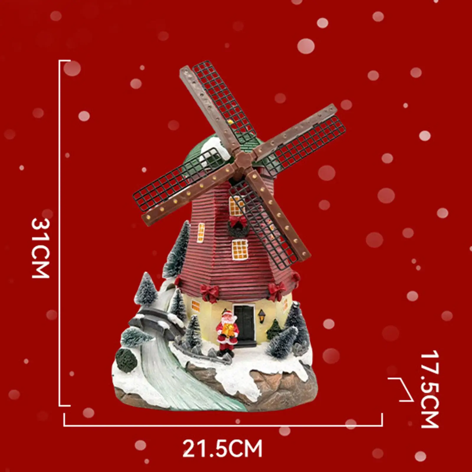 Christmas Windmill Statue Xmas Gift with Light Music Creative Collectible