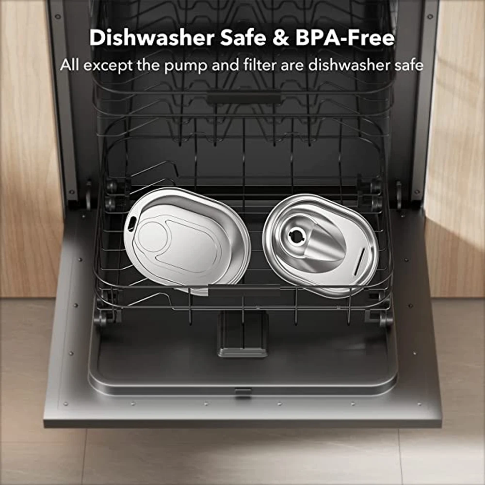 Fuente de agua de acero inoxidable para gatos, dispensador de agua para mascotas, Apto para lavavajillas, súper silencioso - imagen 5