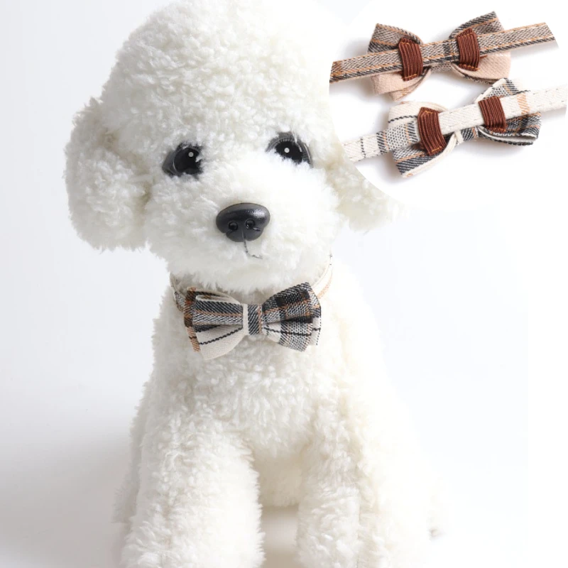 Collar de gato a cuadros con lazo - Collar de liberación de seguridad ajustable con campana, collar de mascota Kawaii para gatos y gatitos