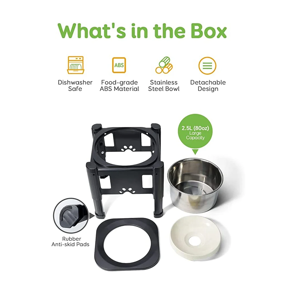 Cuencos para perros ajustables en altura, cuenco de agua elevado para mascotas, sin derrames, antideslizante, alimentador de agua lento para cachorros y gatos, 2,2 L/75oz - imagen 5