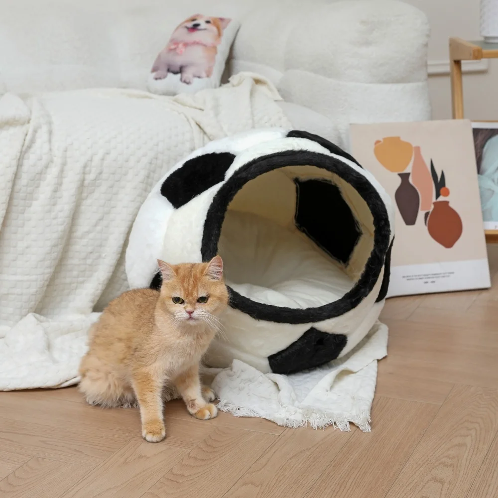 Casa para dormir creativa para gatos y perros, semicerrada, resistente al viento y cálida, ropa de cama para perros y gatos para invierno, nido para mascotas, nido para gatos - imagen 3