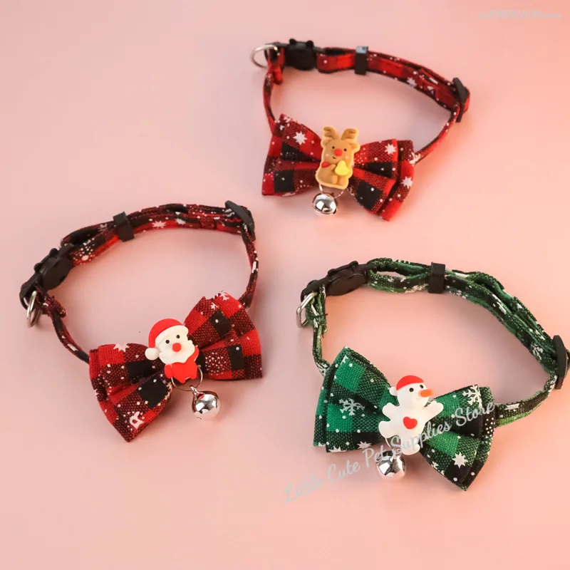 Collar ajustable para gatos, Collar navideño para mascotas con campanas y lazos, decoración colgante pequeña para evitar perdidos para gatos y cachorros - imagen 2