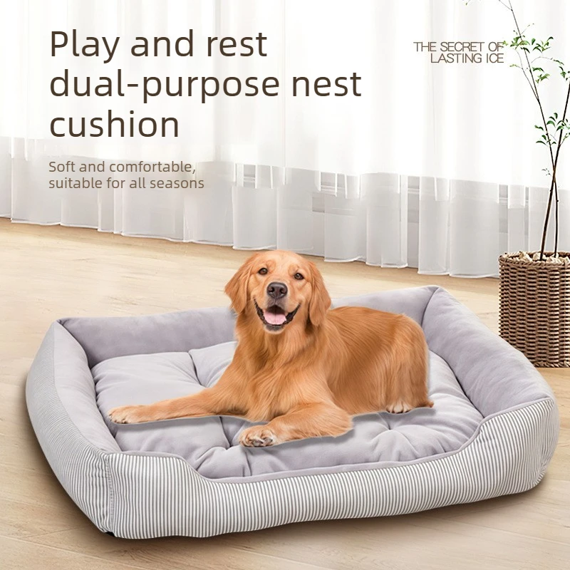 Cama para perros y gatos con rayas de felpa suave y confort duradero - imagen 5