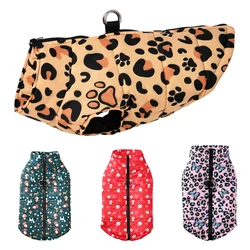 Abrigo de invierno impermeable para perros con estampado leopard