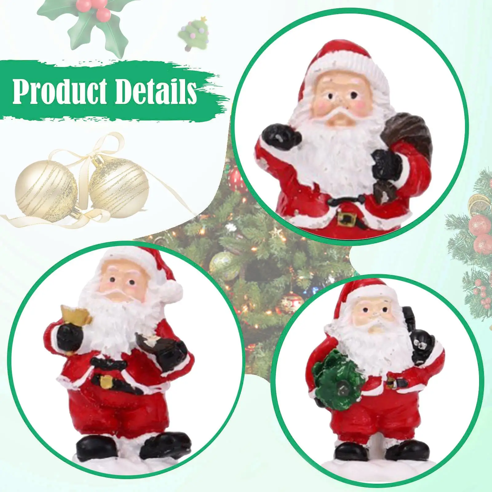 3 Pieces Miniature Santa Figurine Santa Statue Ornament Xmas Sculpture for Wedding 3 Pieces Miniature Santa Figurine Santa Statue Ornament Xmas Sculpture for Wedding
