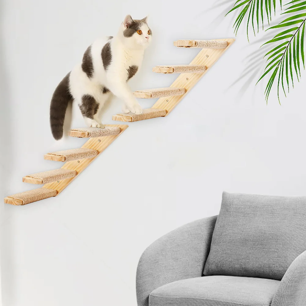Escalera de escalada para gatos, hamaca montada en la pared, plataforma de salto de madera con cuerda de Sisal, 50cm/100cm, muebles de pared - imagen 5
